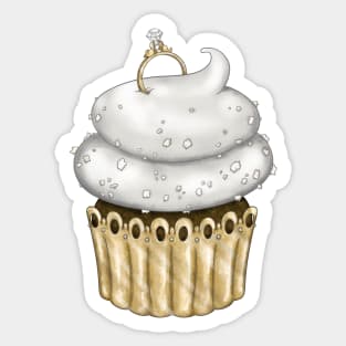 Sweet Engagement Cupcake - Vanilla Sticker